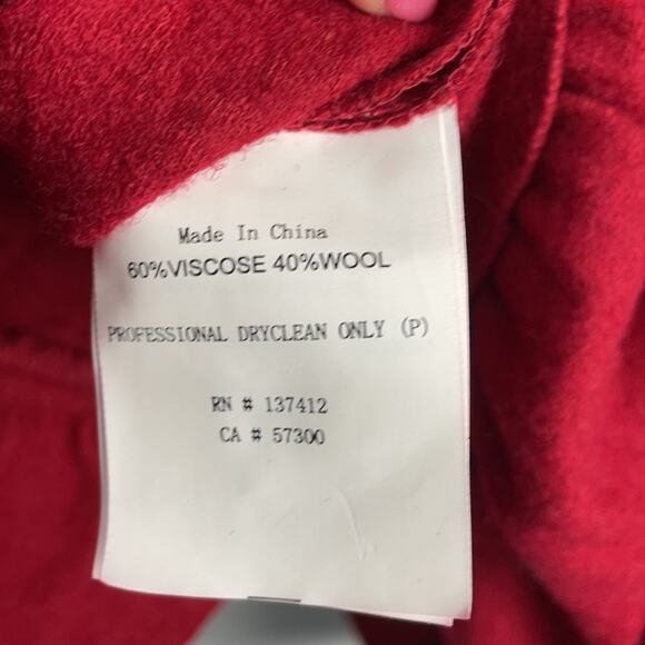 Boo Radley | Red Wool Ruffled Jacket Medium New - Picture 9 of 11